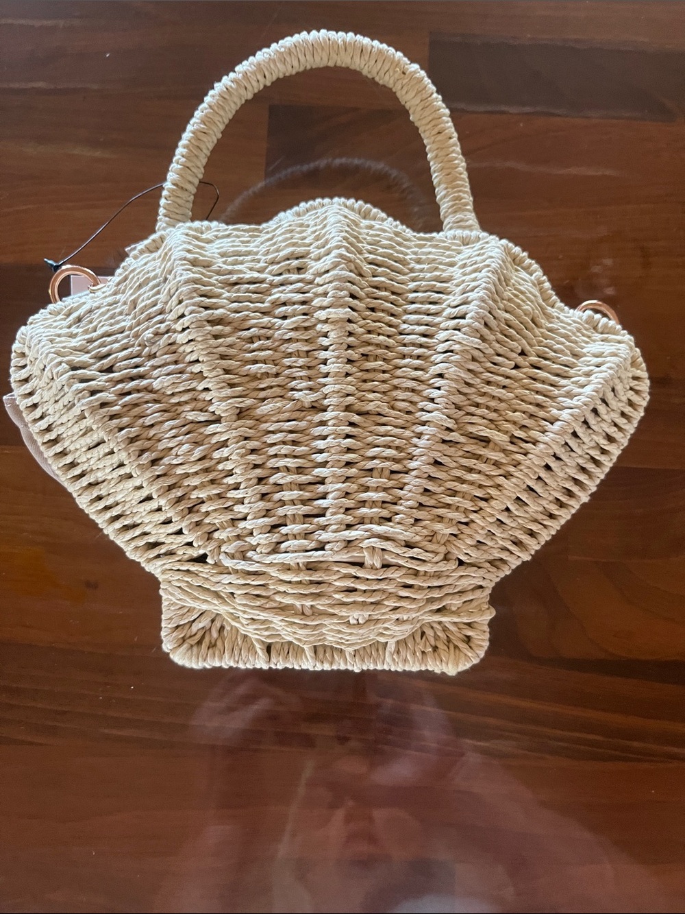 NEW LC Lauren Conrad Cream Woven Shell Tote - Picture 2 of 7